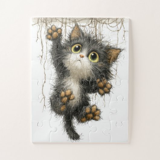 Speelse Kitten Hanging Jigsaw Puzzel (Verticaal)