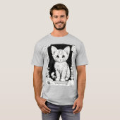 Speelse Kitten Kleurplaat T-shirt Collectie (Voorkant volledig)