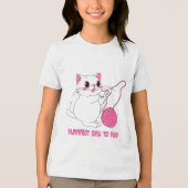 Speelse Kitten met Garentbal Tri-Blend Shirt (Voorkant)