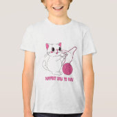 Speelse Kitten met Garentbal Tri-Blend Shirt (Voorkant)