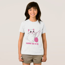 Speelse Kitten met Garentbal Tri-Blend Shirt