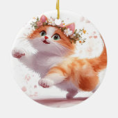 Speelse Kitten met Madeliefjes Kroon Keramisch Ornament (Achterkant)