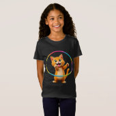 Speelse Kitten Rainbow Hula Hoop Leuke Kattenliefh T-shirt (Voorkant volledig)
