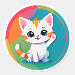 Speelse Kitten Ronde Sticker