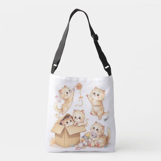 Speelse Kittens in een doos Canvas tas (Achterkant)