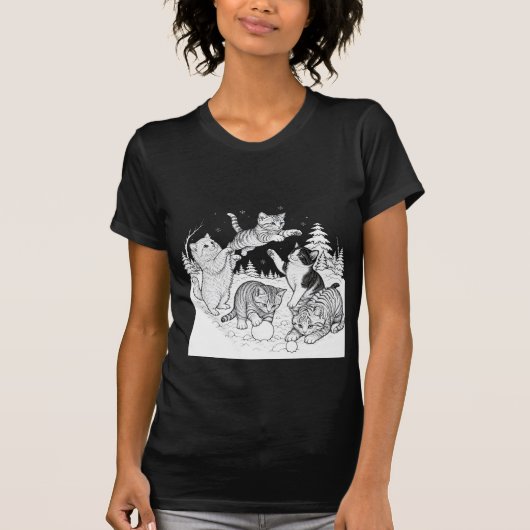 Speelse Kittens in Sneeuw Winterpret T-shirt (Voorkant)