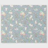 Speelse Kittens Op Grijs Blauw Cadeaupapier (Vlak)