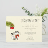 Speelse Kitty Cat Kerstfeest Uitnodigen Kaart (Staand voorkant)