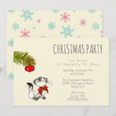 Speelse Kitty Cat Kerstfeest Uitnodigen Kaart (Voorkant / Achterkant)