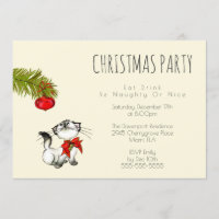Speelse Kitty Cat Kerstfeest Uitnodigen