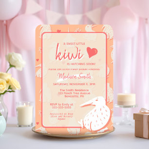 Speelse Kiwi Vogel Blote Onderkant Perzik Baby Sho Kaart