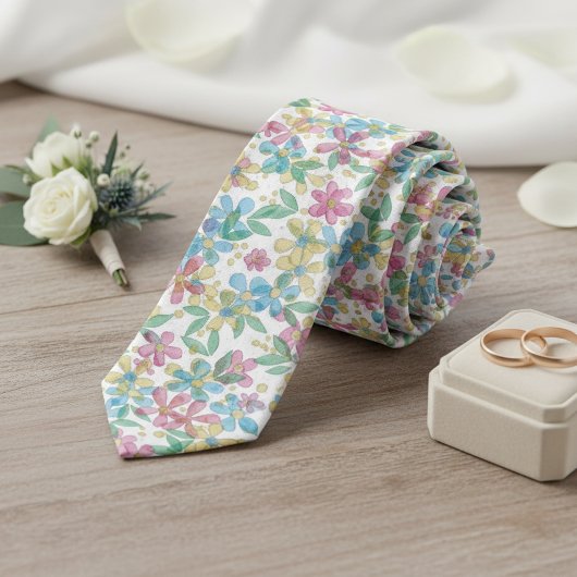 Speelse Klasse Nekband Met Retro Bloemmotief Stropdas