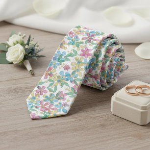 Speelse Klasse Nekdas Met Retro Bloemenpatroon Stropdas