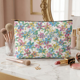 Speelse Klasse Retro Bloemenpatroon Toilettas Etui