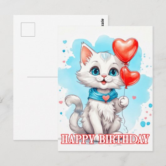 Speelse kleine kat | Gefeliciteerd Briefkaart (Voorkant / Achterkant)