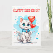 Speelse kleine kat Gelukkige Verjaardag Kaart (Voorkant)