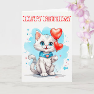 Speelse Kleine Kat Gelukkige Verjaardag Kaart