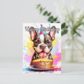 Speelse kleine puppy Gefeliciteerd met je verjaard Briefkaart (Staand voorkant)