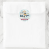 Speelse Kleine Slogger Blauwe Honkbal Baby Shower Ronde Sticker (Tas)