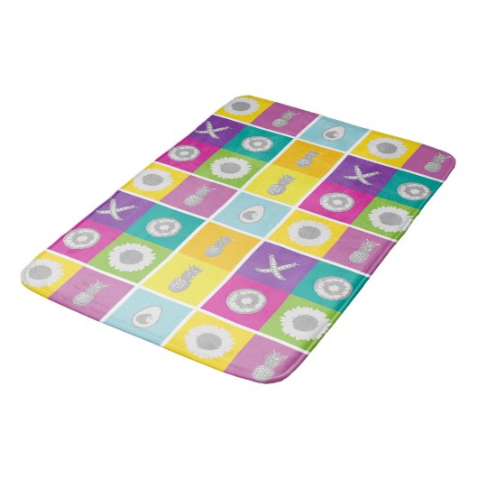 Speelse Kleur Block Checkerboard Badmat (Gekanteld)