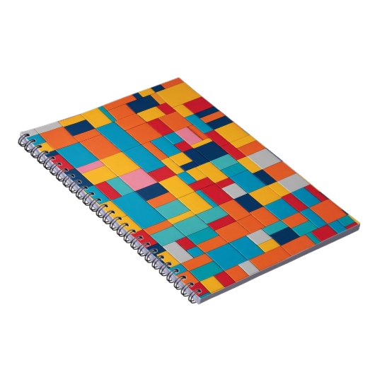 Speelse Kleur Block Grid Notitieboek (Rechterzijde)