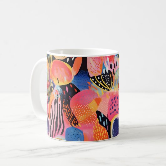 Speelse kleuren Abstract patroon Koffiemok (Voorkant links)