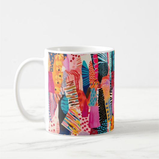 Speelse kleuren Abstract patroon Koffiemok (Links)
