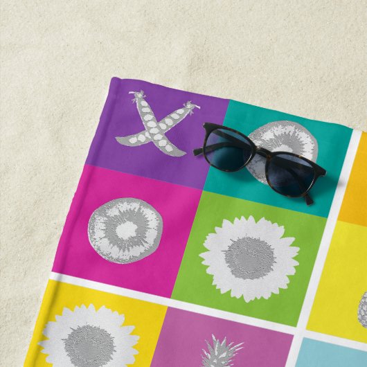 Speelse Kleurenblok Checkerboard Strandhanddoek Strandlaken (In situ)