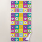 Speelse Kleurenblok Checkerboard Strandhanddoek Strandlaken (Voorkant)