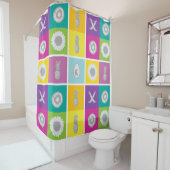 Speelse Kleurenblok Vierkantjes Douchegordijn (In situ)
