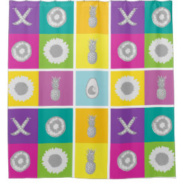 Speelse Kleurenblok Vierkantjes Douchegordijn