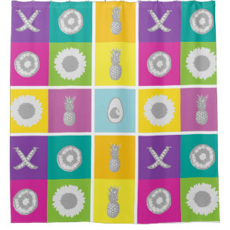 Speelse Kleurenblok Vierkantjes Douchegordijn