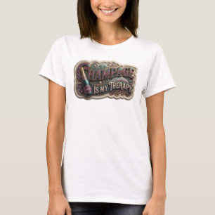 Speelse Kleurrijke CHAMPAGNE IS MIJN THERAPIE T-shirt