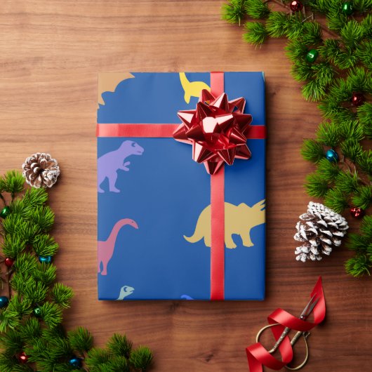 Speelse Kleurrijke Dino Kids Verjaardagsfeestje Fa Cadeaupapier (Feestdagen Geschenken)