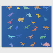 Speelse Kleurrijke Dino Kids Verjaardagsfeestje Fa Cadeaupapier (Vlak)