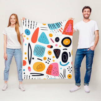 Speelse Kleurrijke Geometrische Memphis Stijl Patr Fleece Deken