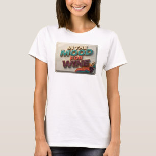 Speelse Kleurrijke IN DE STemming VOOR WIJN Spreuk T-shirt