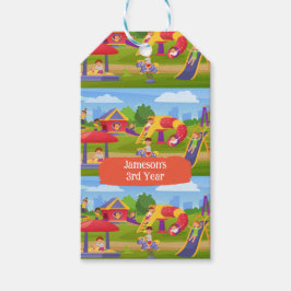 Speelse Kleurrijke Kinderen Cartoon Speeltuin Leuk Cadeaulabel
