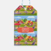 Speelse Kleurrijke Kinderen Cartoon Speeltuin Leuk Cadeaulabel (Achterkant)