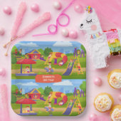 Speelse Kleurrijke Kinderen Cartoon Speeltuin Leuk Papieren Bordje (Feest)