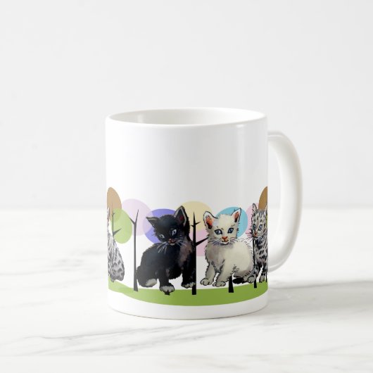 Speelse Kleurrijke Kittens Ontwerp voor Pet Lovers Koffiemok (Voorkant rechts)