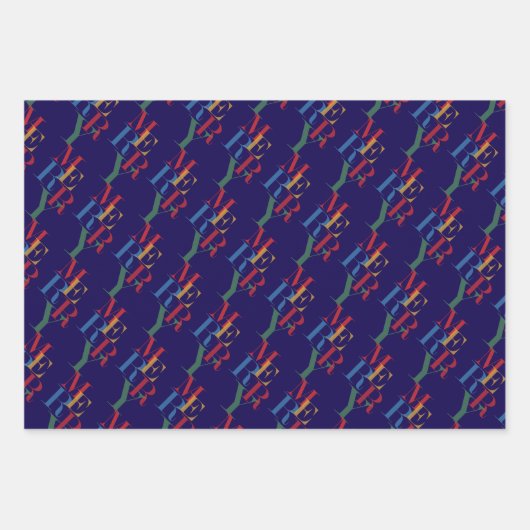 Speelse Kleurrijke Merry Trio Pack van Inpakpapier Vel (Voorkant 3)