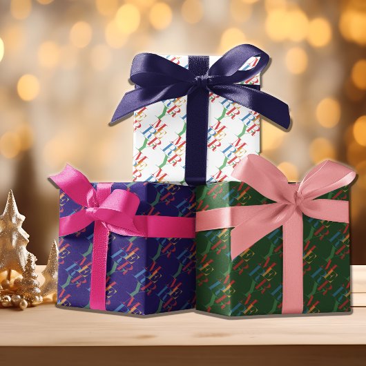 Speelse Kleurrijke Merry Trio Pack van Inpakpapier Vel