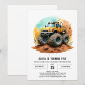 Speelse Kleurrijke Monster Truck Verjaardag Kaart (Voorkant / Achterkant)