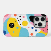Speelse kleurrijke organische vormen| monogram iPhone hoesje (Achterkant horizontaal)