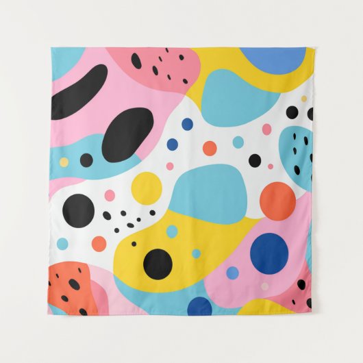 Speelse kleurrijke organische vormen| monogram wandkleed (Voorkant)