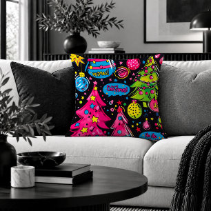 Speelse Kleurrijke Papier Kunst Kerstboom Kussen J
