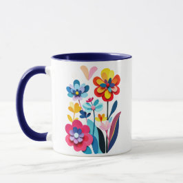 Speelse Kleurrijke Papieren Gesneden Bloemen Abstr Mok