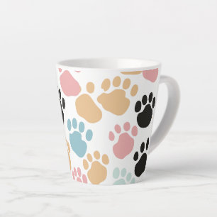 Speelse Kleurrijke Pastel Dierenpoten Latte Mok