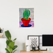 Speelse Kleurrijke Potted Snake Plant Art Poster (Thuiskantoor)
